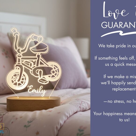 Bike Toy Custom Name Light • Personalized LED Cloud Decor • Baby Gift - Picture 6 of 8